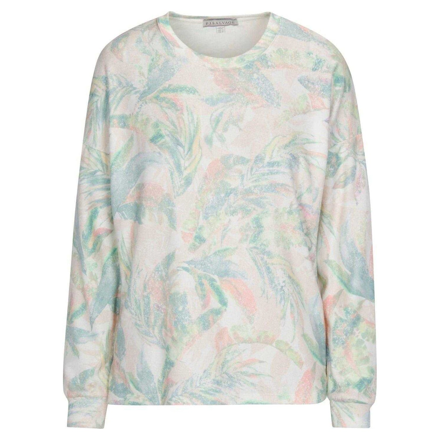 Multicoloured - Front - PJ Salvage Womens-Ladies Palm Print Long-Sleeved T-Shirt