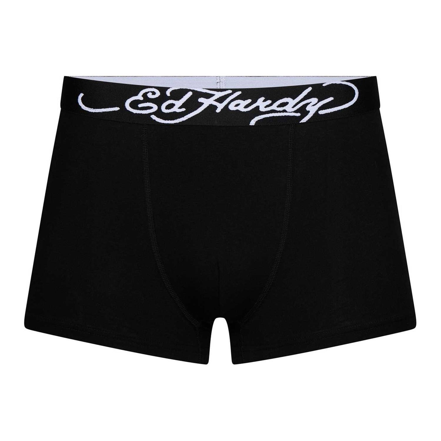 Black - Side - Ed Hardy Mens Plain Boxer Briefs (Pack of 3)