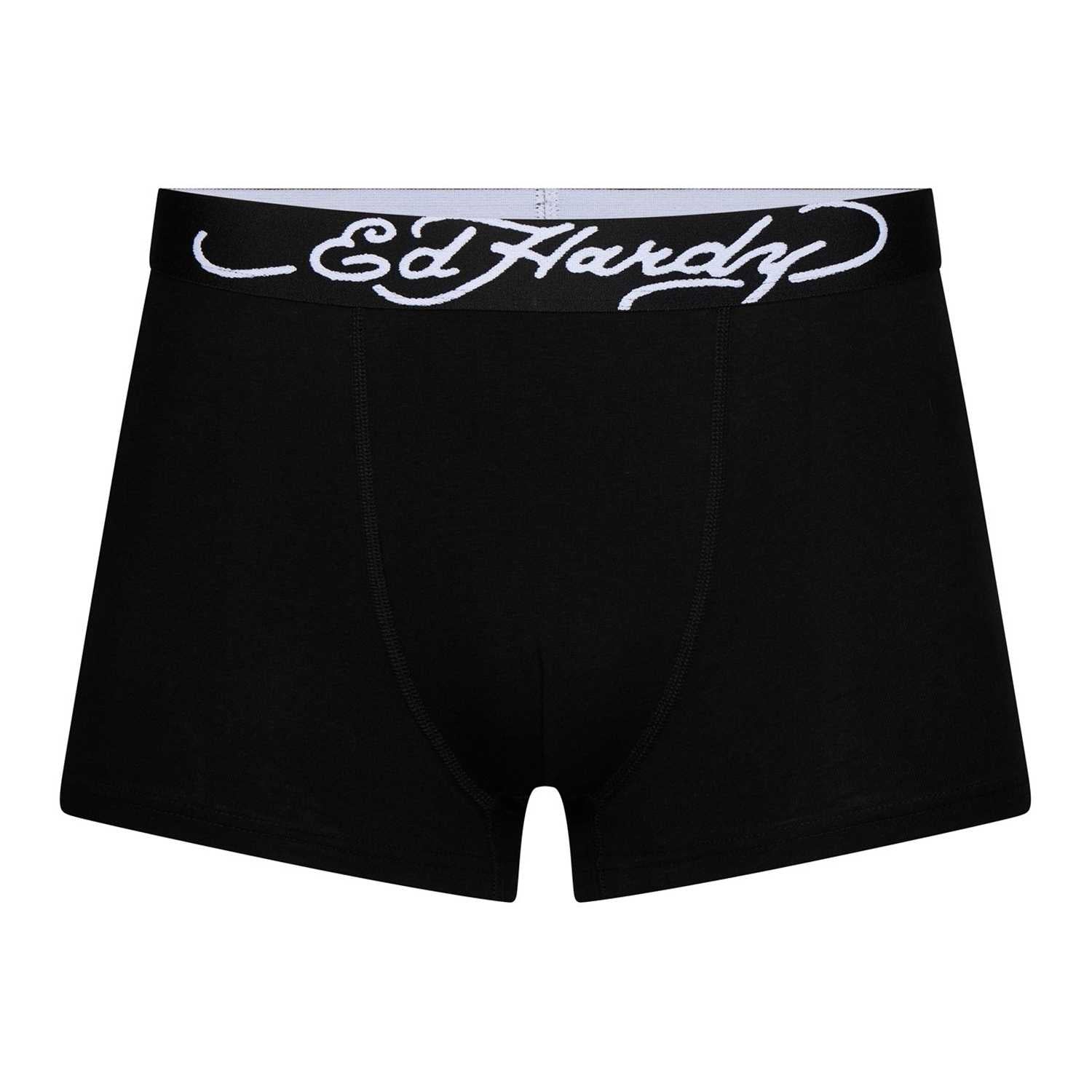 Black - Side - Ed Hardy Mens Plain Boxer Briefs (Pack of 3)