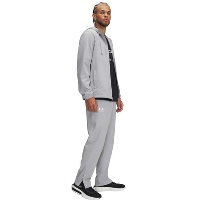 Grey - Side - Under Armour Mens Rival Woven Jogging Bottoms