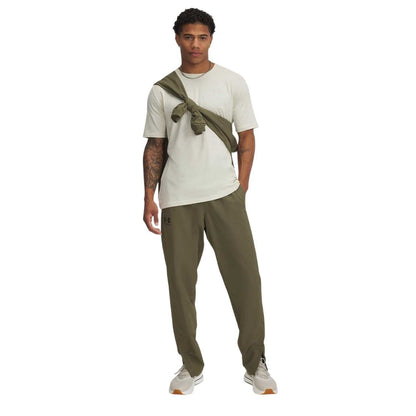 Marine OD Green - Side - Under Armour Mens Rival Woven Jogging Bottoms