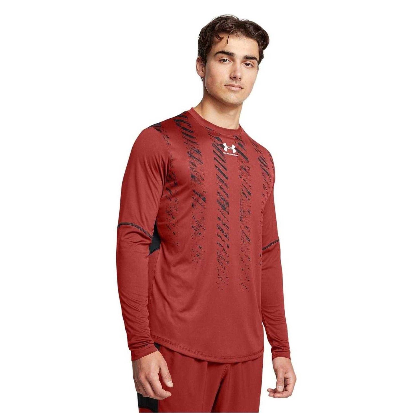 Orange - Side - Under Armour Mens Regular Long-Sleeved T-Shirt