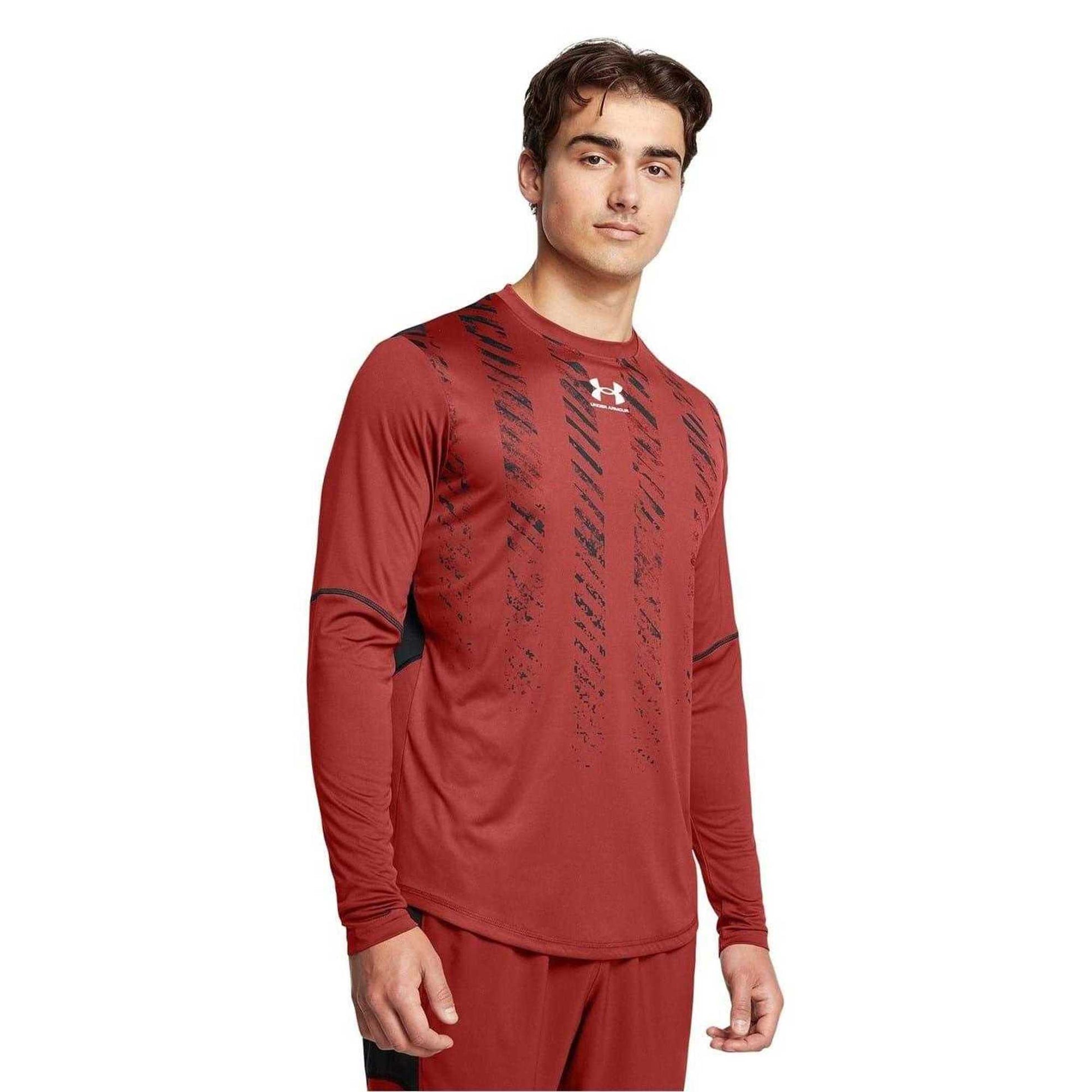 Orange - Side - Under Armour Mens Regular Long-Sleeved T-Shirt