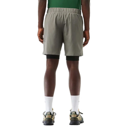 Grey - Back - Lacoste Mens Ultra Dry Lined Sport Shorts