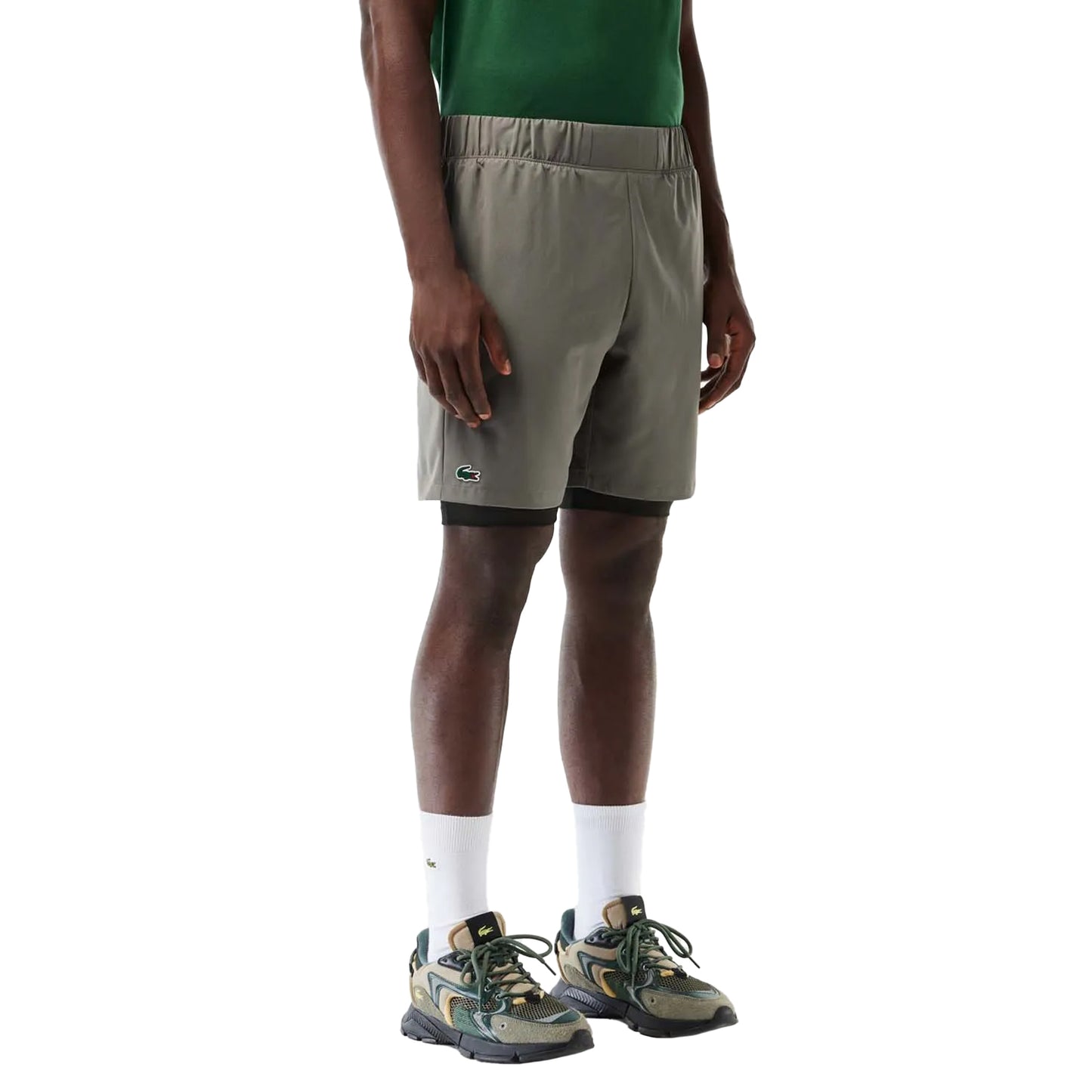 Grey - Side - Lacoste Mens Ultra Dry Lined Sport Shorts