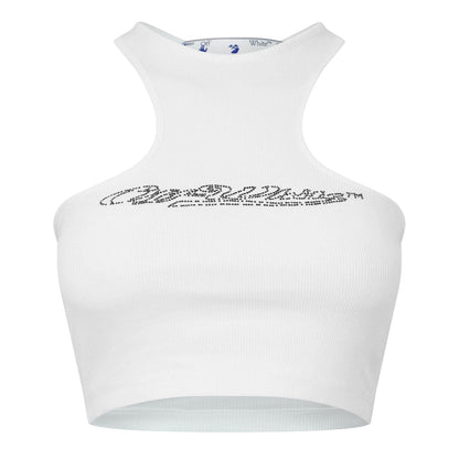 White - Front - Off White Womens-Ladies Relaxed Fit Tank Top