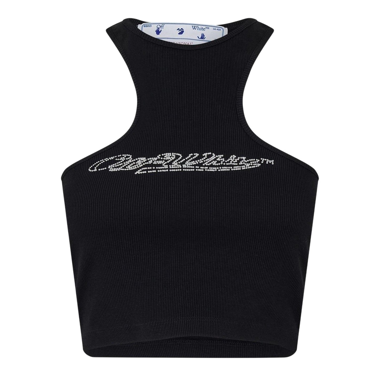 Black - Front - Off White Womens-Ladies Relaxed Fit Tank Top