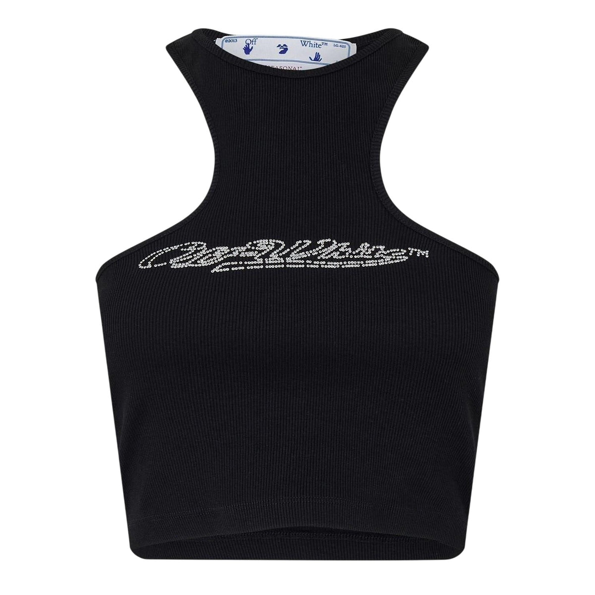 Black - Front - Off White Womens-Ladies Relaxed Fit Tank Top