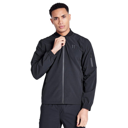 Black - Front - 11 Degrees Mens Krypton Logo Full Zip Bomber Jacket