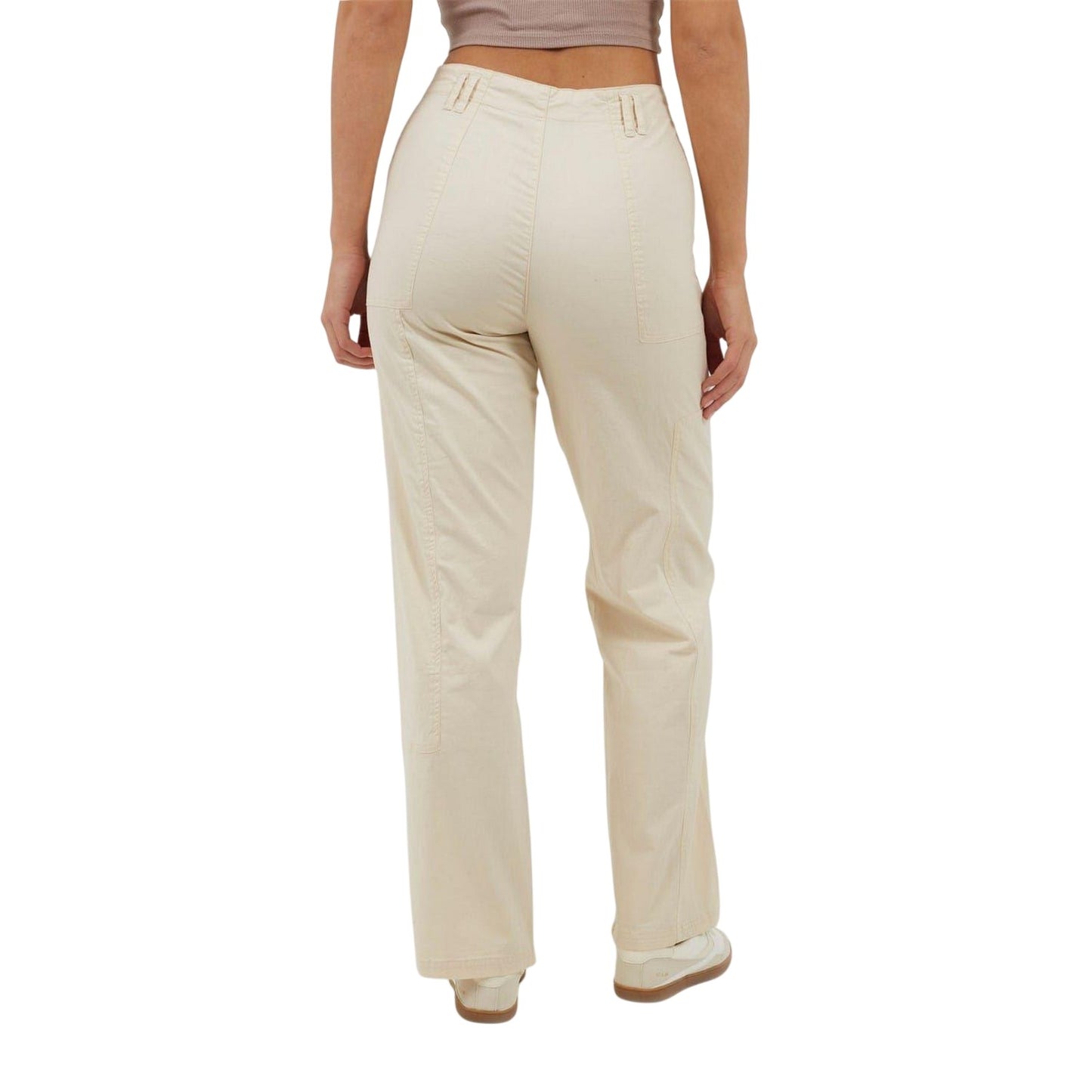 Cream - Back - Brave Soul Womens-Ladies High Rise Combat Trousers