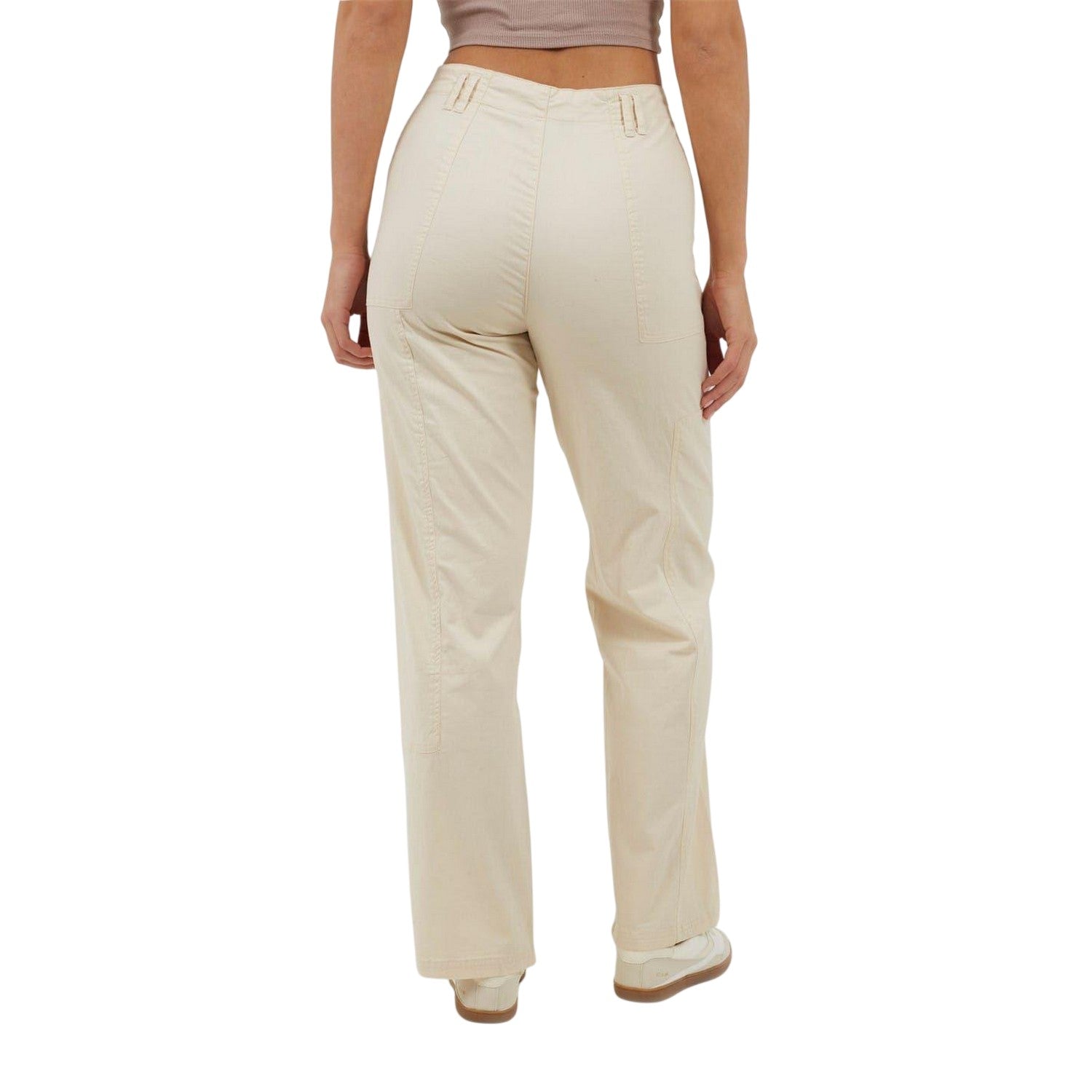 Cream - Back - Brave Soul Womens-Ladies High Rise Combat Trousers