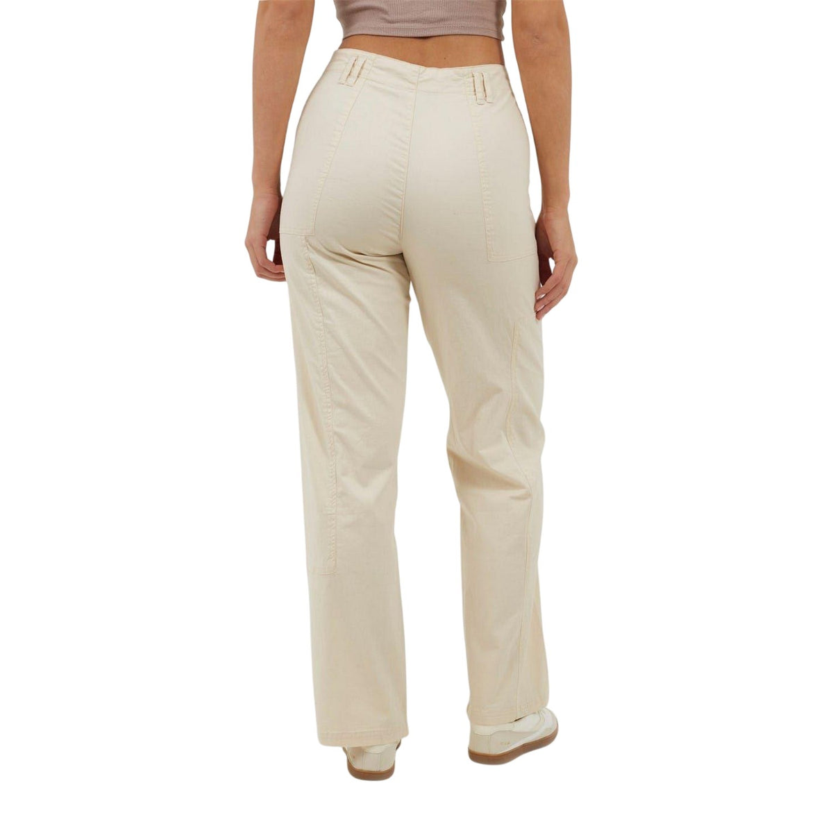 Cream - Back - Brave Soul Womens-Ladies High Rise Combat Trousers