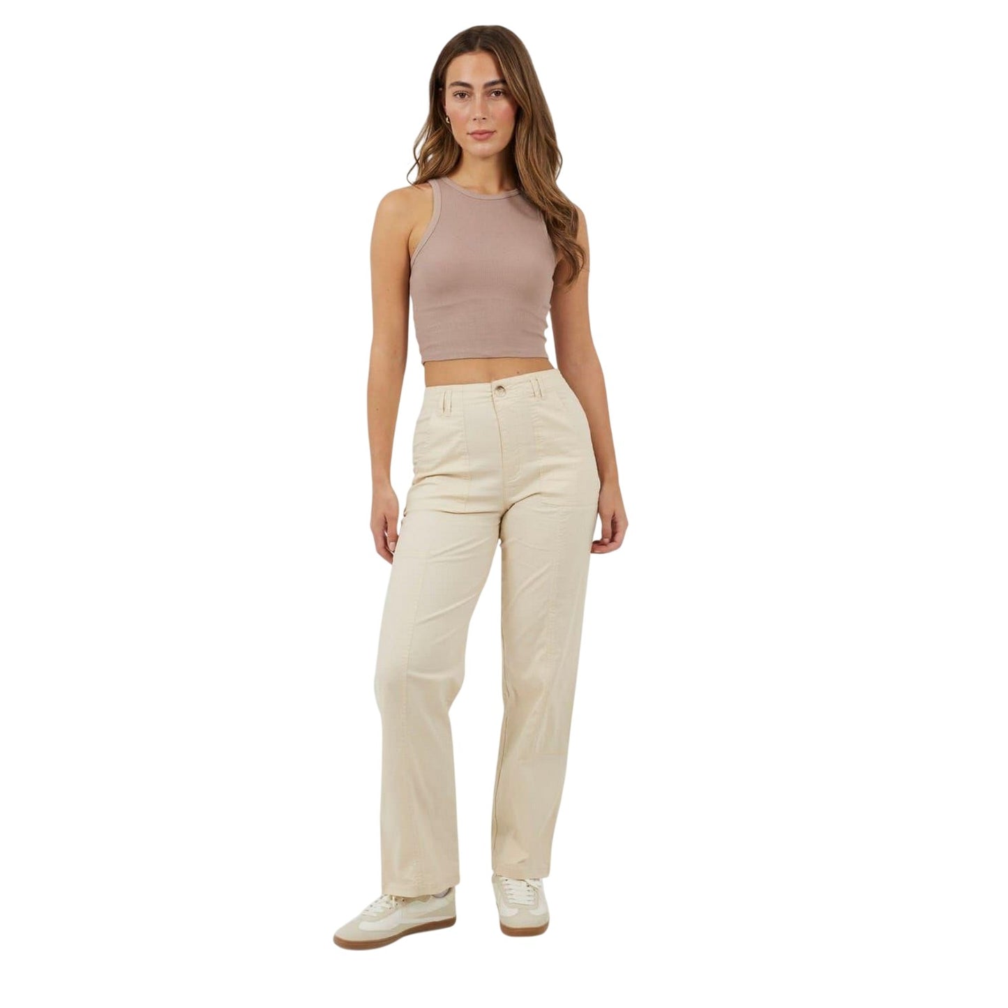 Cream - Side - Brave Soul Womens-Ladies High Rise Combat Trousers
