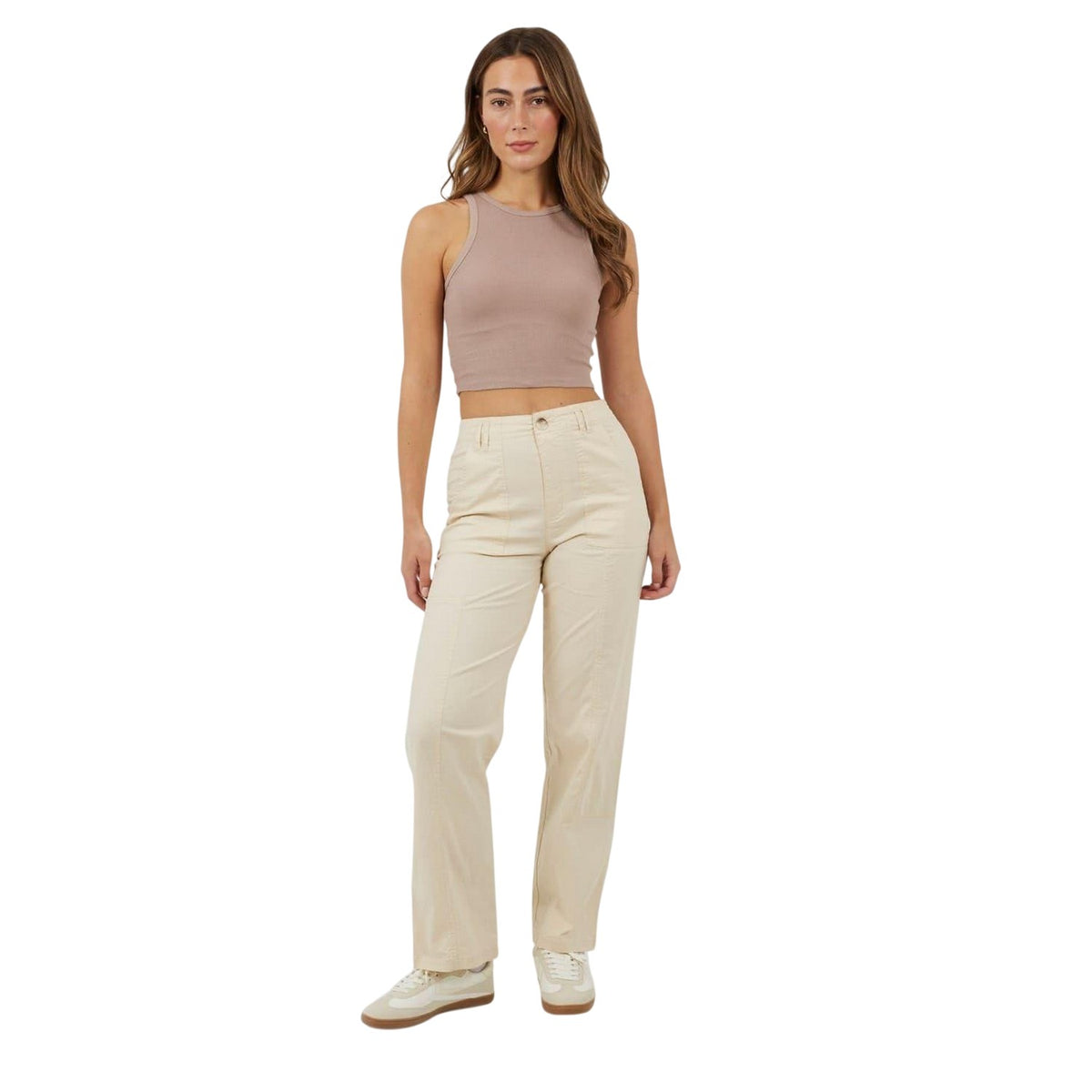 Cream - Side - Brave Soul Womens-Ladies High Rise Combat Trousers