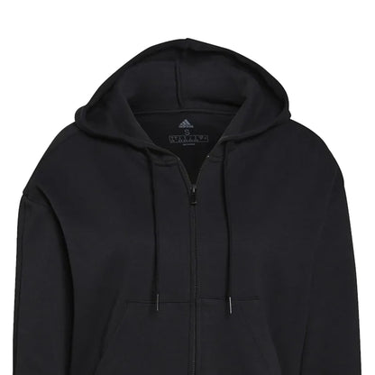 Black - Back - Adidas Womens-Ladies Essentials Striped Loose Fit Full Zip Hoodie