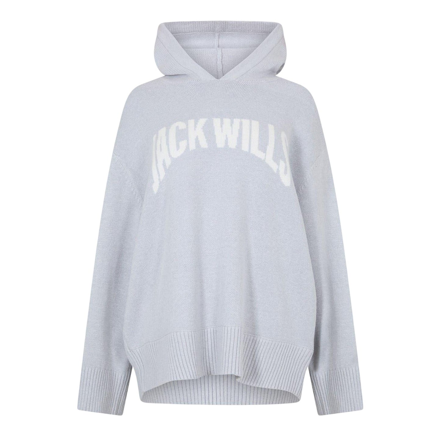 Grey Marl - Front - Jack Wills Womens-Ladies Logo Drop Shoulder Long-Sleeved Hoodie