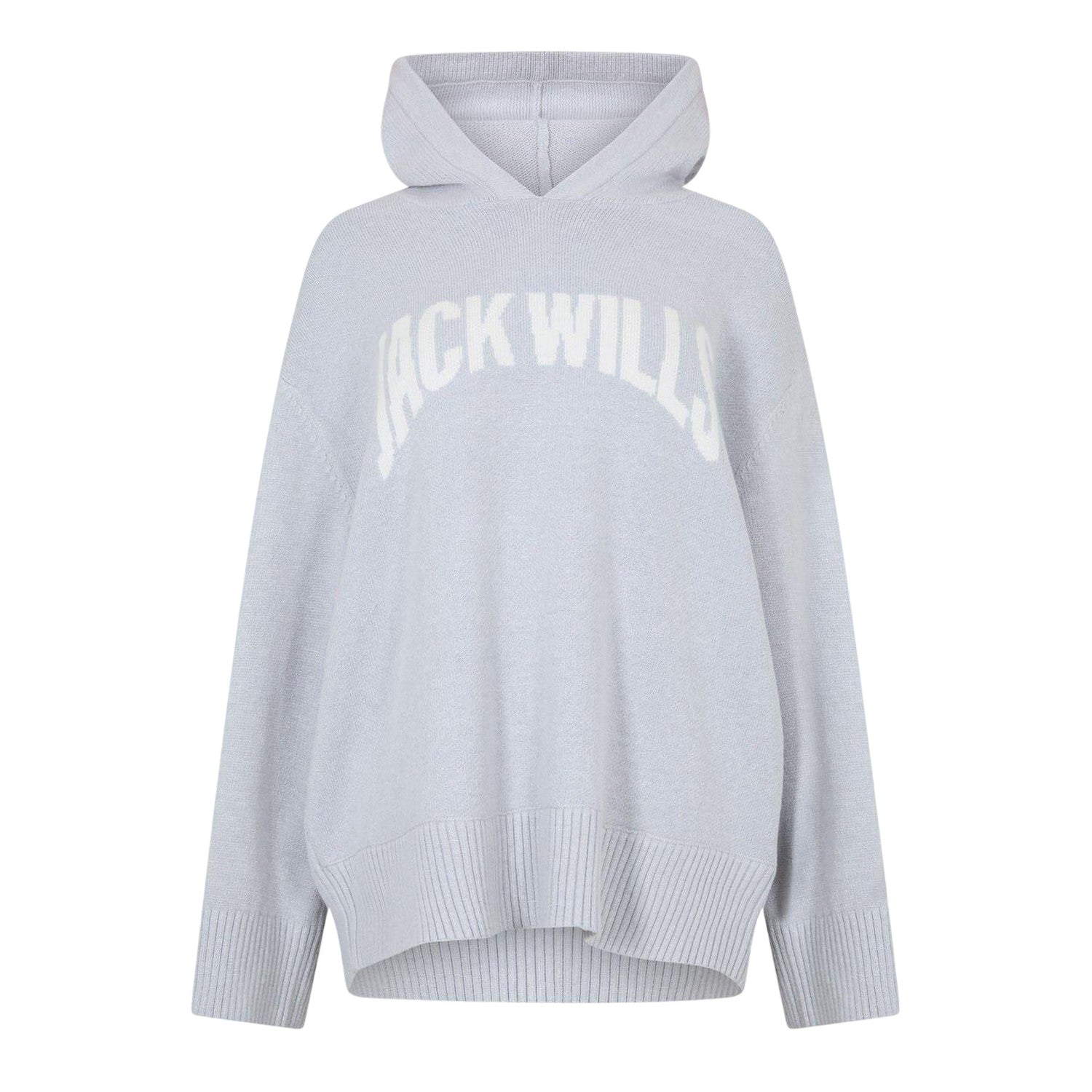 Grey Marl - Front - Jack Wills Womens-Ladies Logo Drop Shoulder Long-Sleeved Hoodie