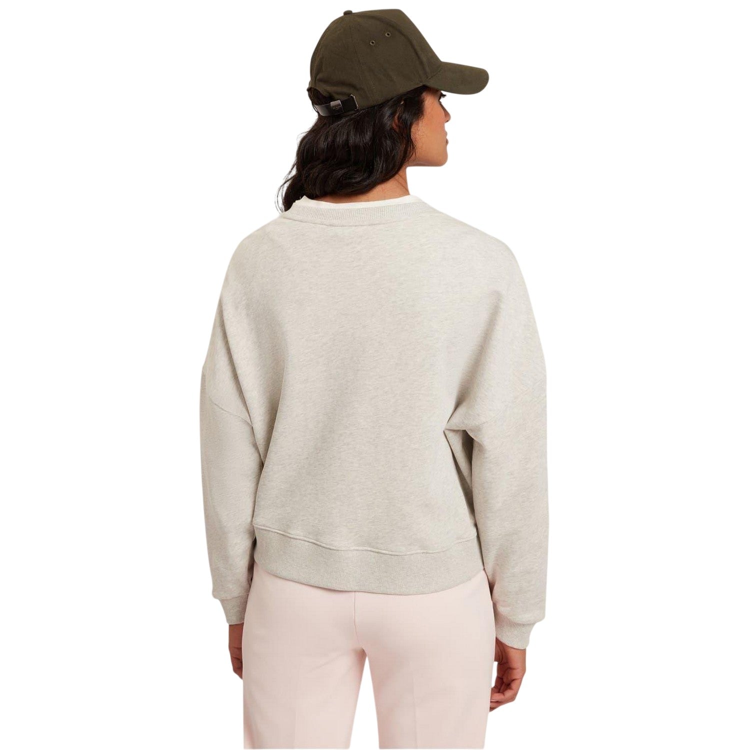 Grey Marl - Back - Ted Baker Womens-Ladies Brookla Floral Embroidery Cotton Blend Sweatshirt