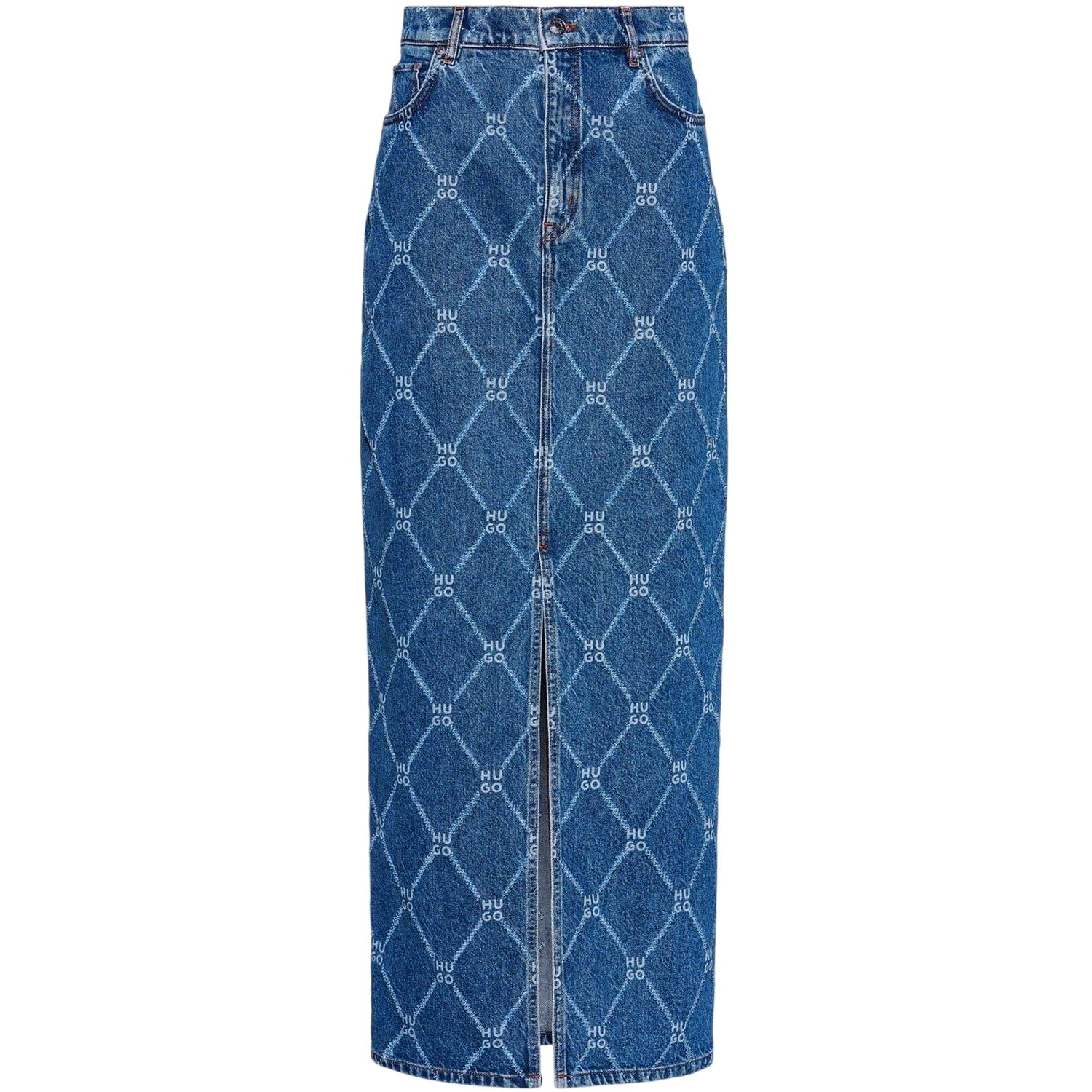 Blue - Front - Hugo Womens-Ladies Denim Slim Maxi Skirt