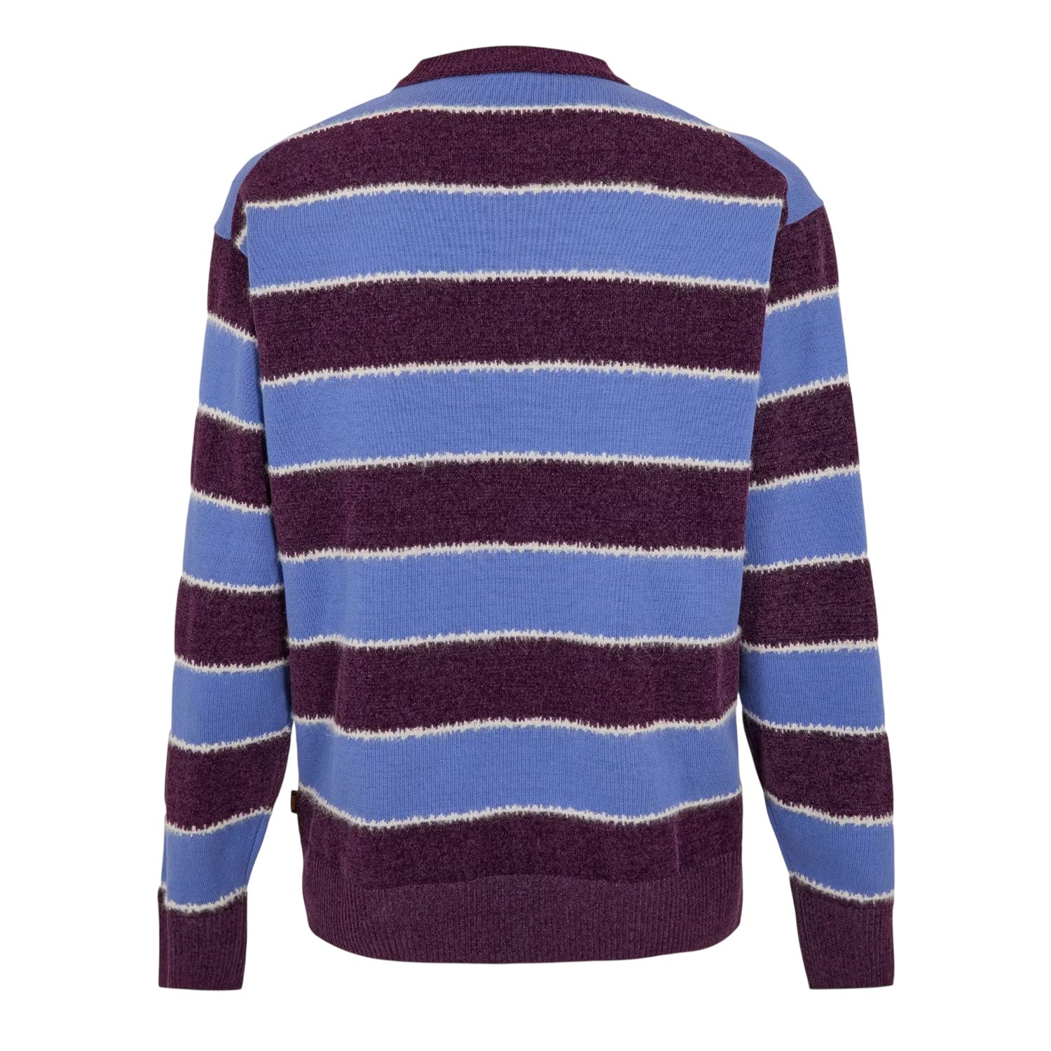 Purple-Blue - Back - Boss Mens Striped Sweater Top