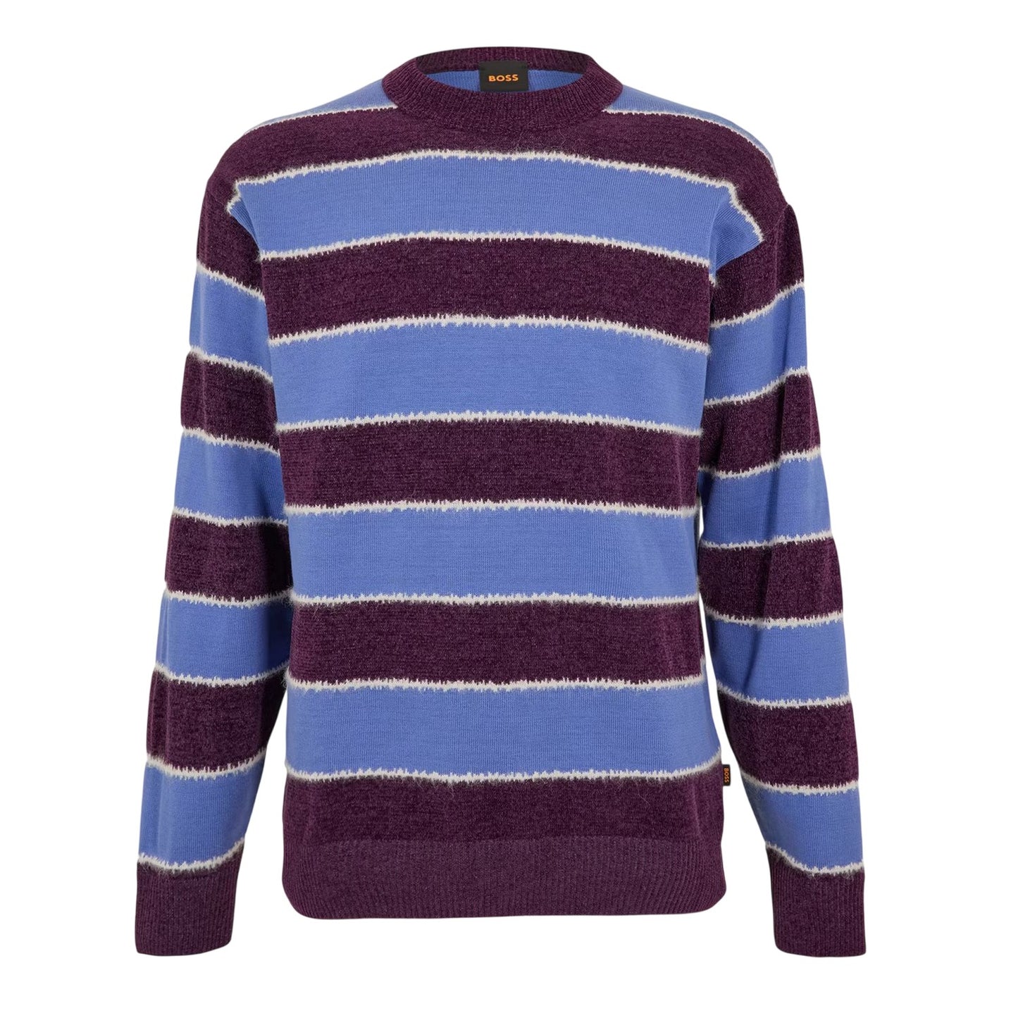 Purple-Blue - Front - Boss Mens Striped Sweater Top