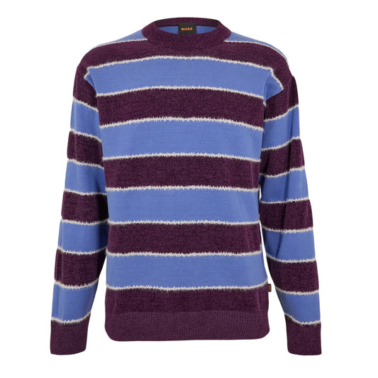Purple-Blue - Front - Boss Mens Striped Sweater Top