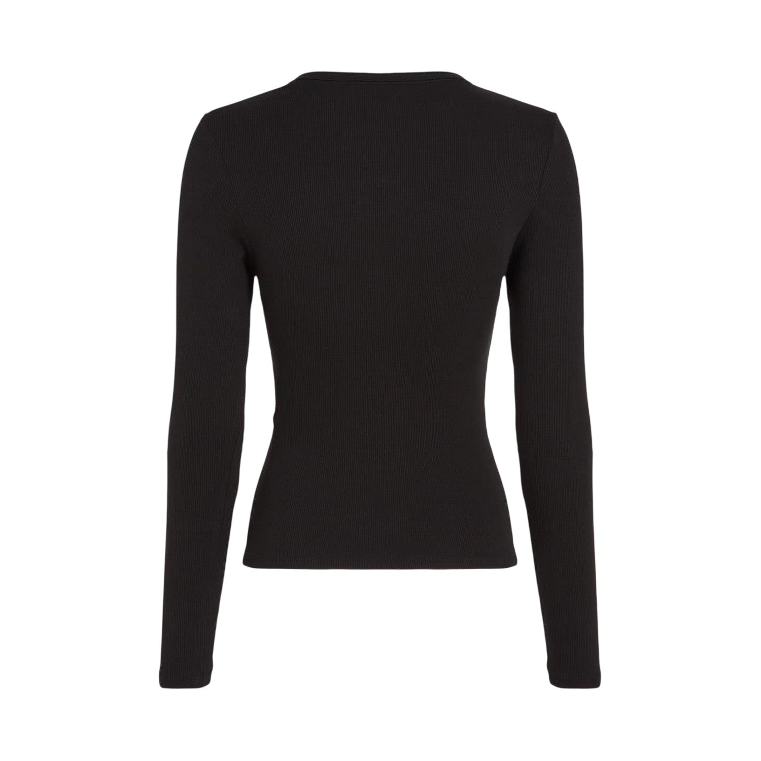 Black - Back - Tommy Jeans Womens-Ladies Slim Long-Sleeved T-Shirt