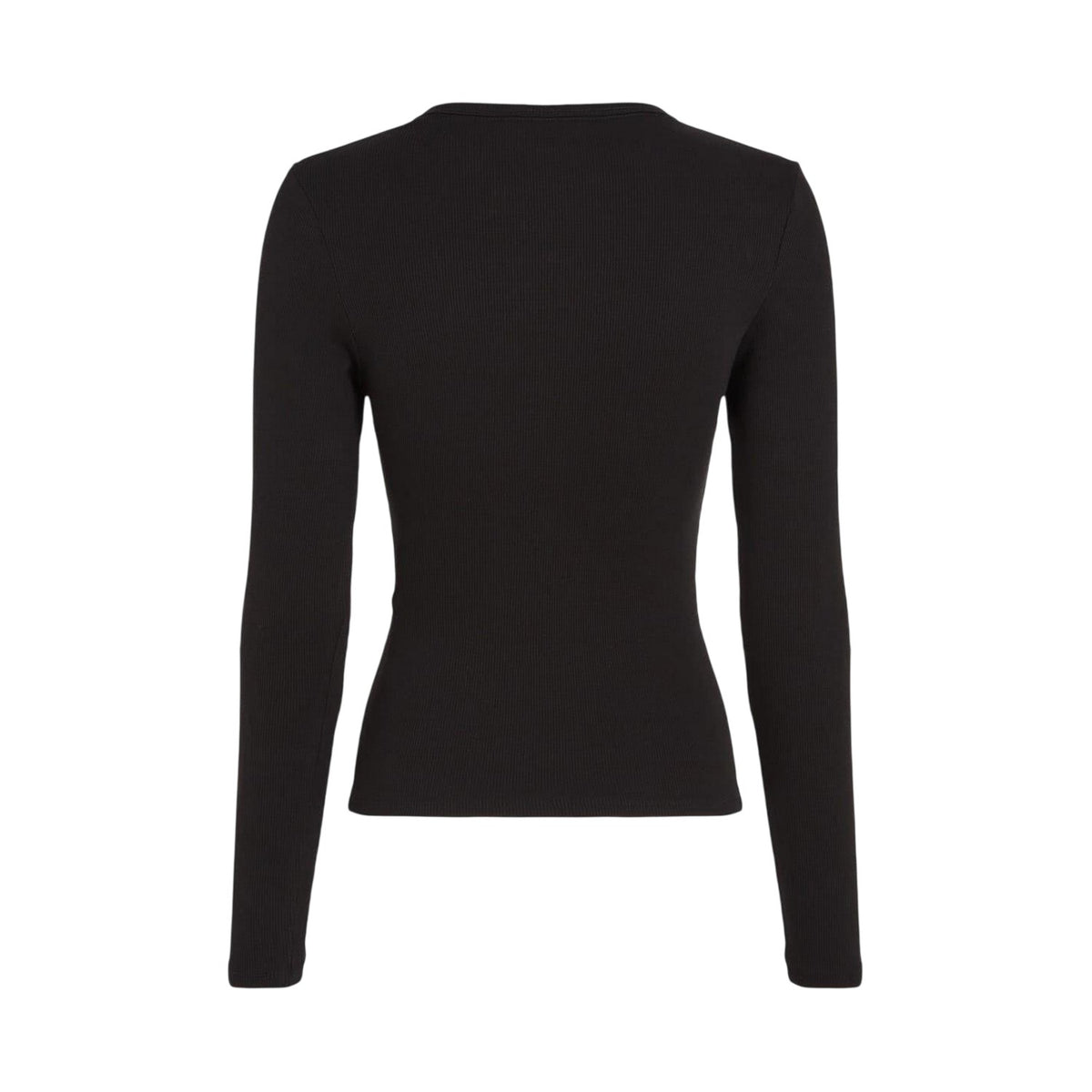 Black - Back - Tommy Jeans Womens-Ladies Slim Long-Sleeved T-Shirt