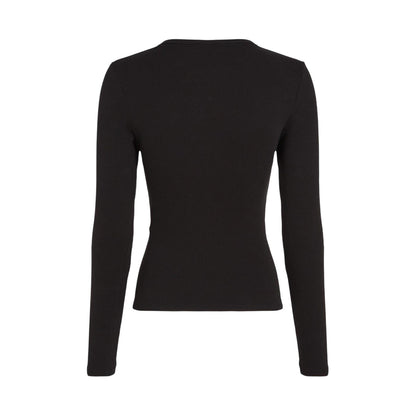 Black - Back - Tommy Jeans Womens-Ladies Slim Long-Sleeved T-Shirt