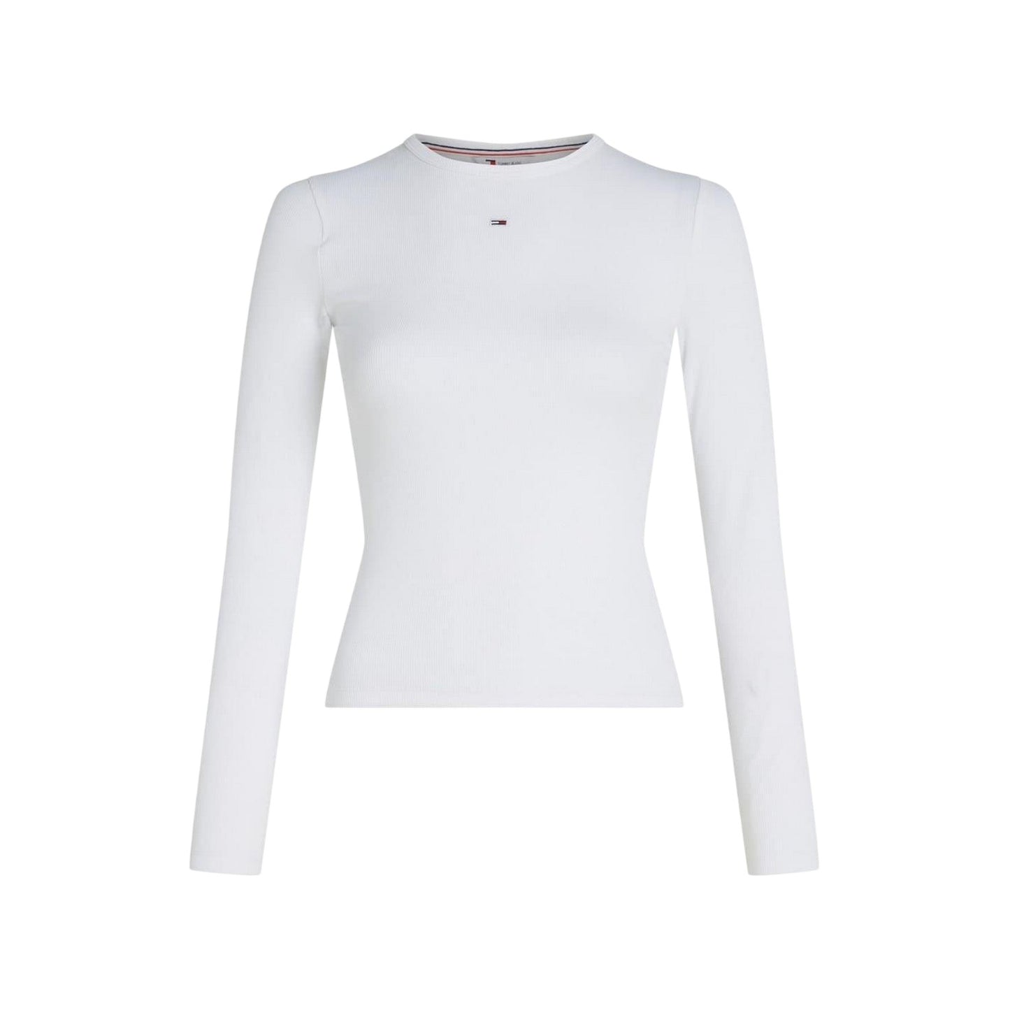 White - Front - Tommy Jeans Womens-Ladies Slim Long-Sleeved T-Shirt