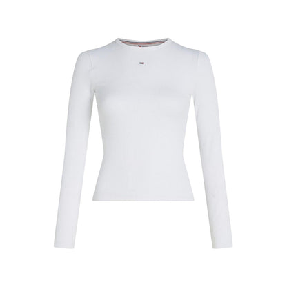White - Front - Tommy Jeans Womens-Ladies Slim Long-Sleeved T-Shirt