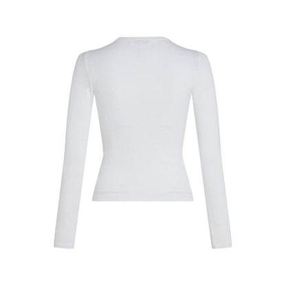 White - Back - Tommy Jeans Womens-Ladies Slim Long-Sleeved T-Shirt
