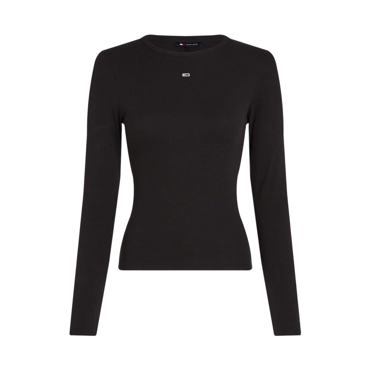 Black - Front - Tommy Jeans Womens-Ladies Slim Long-Sleeved T-Shirt