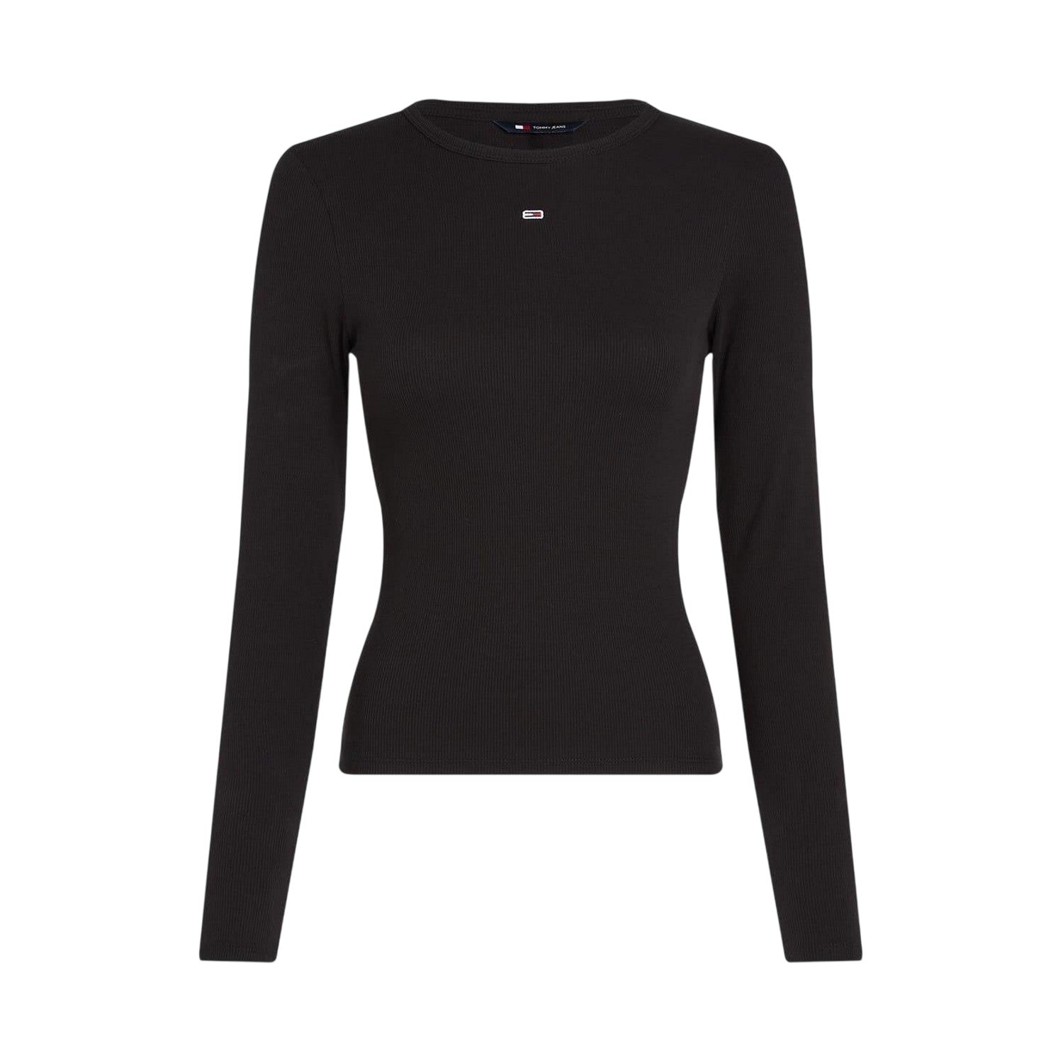 Black - Front - Tommy Jeans Womens-Ladies Slim Long-Sleeved T-Shirt