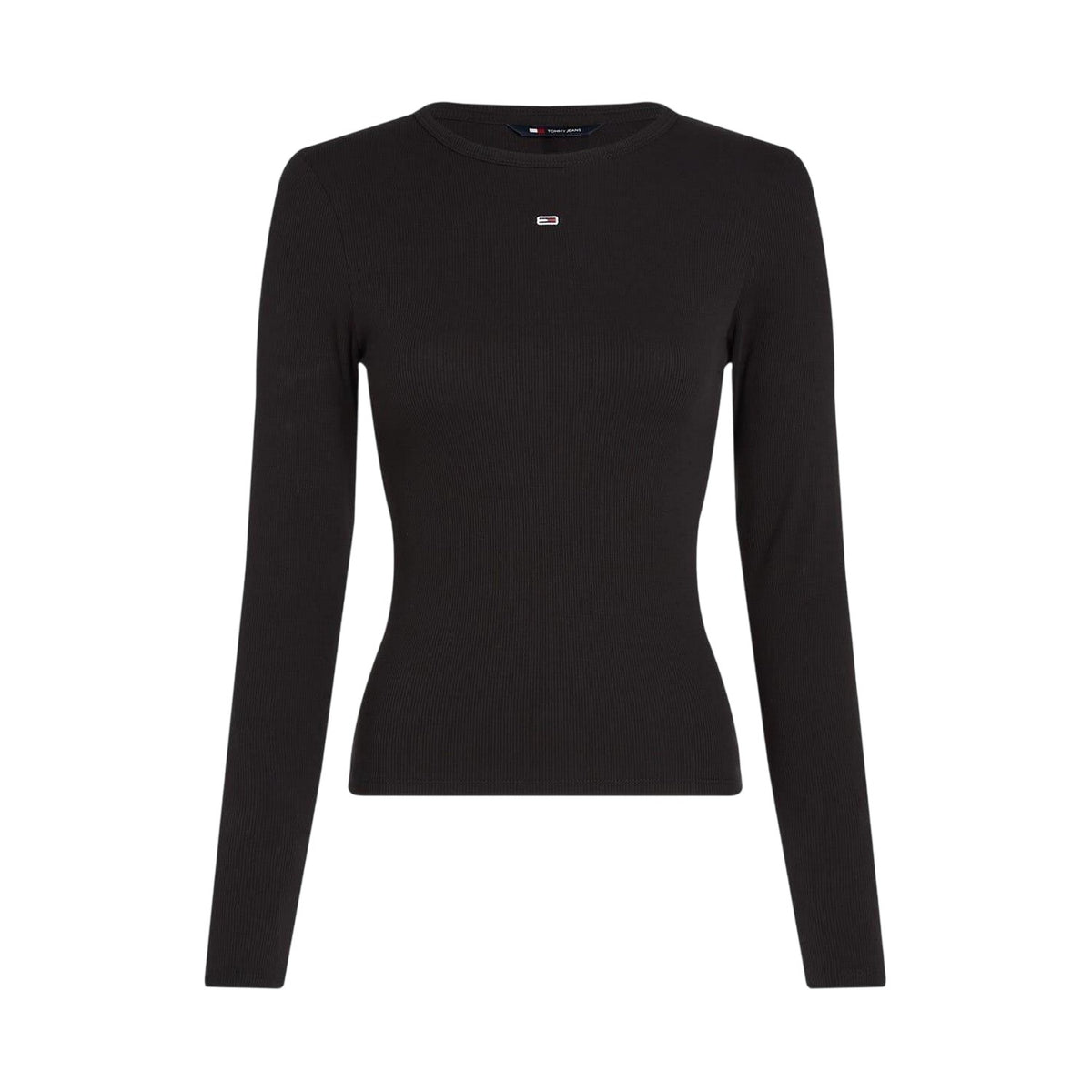 Black - Front - Tommy Jeans Womens-Ladies Slim Long-Sleeved T-Shirt