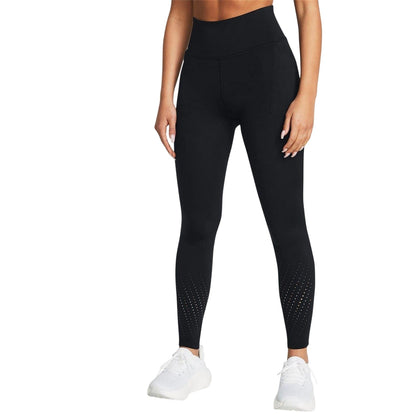 Black - Side - Under Armour Womens-Ladies Launch Elite Fitted Running Tights
