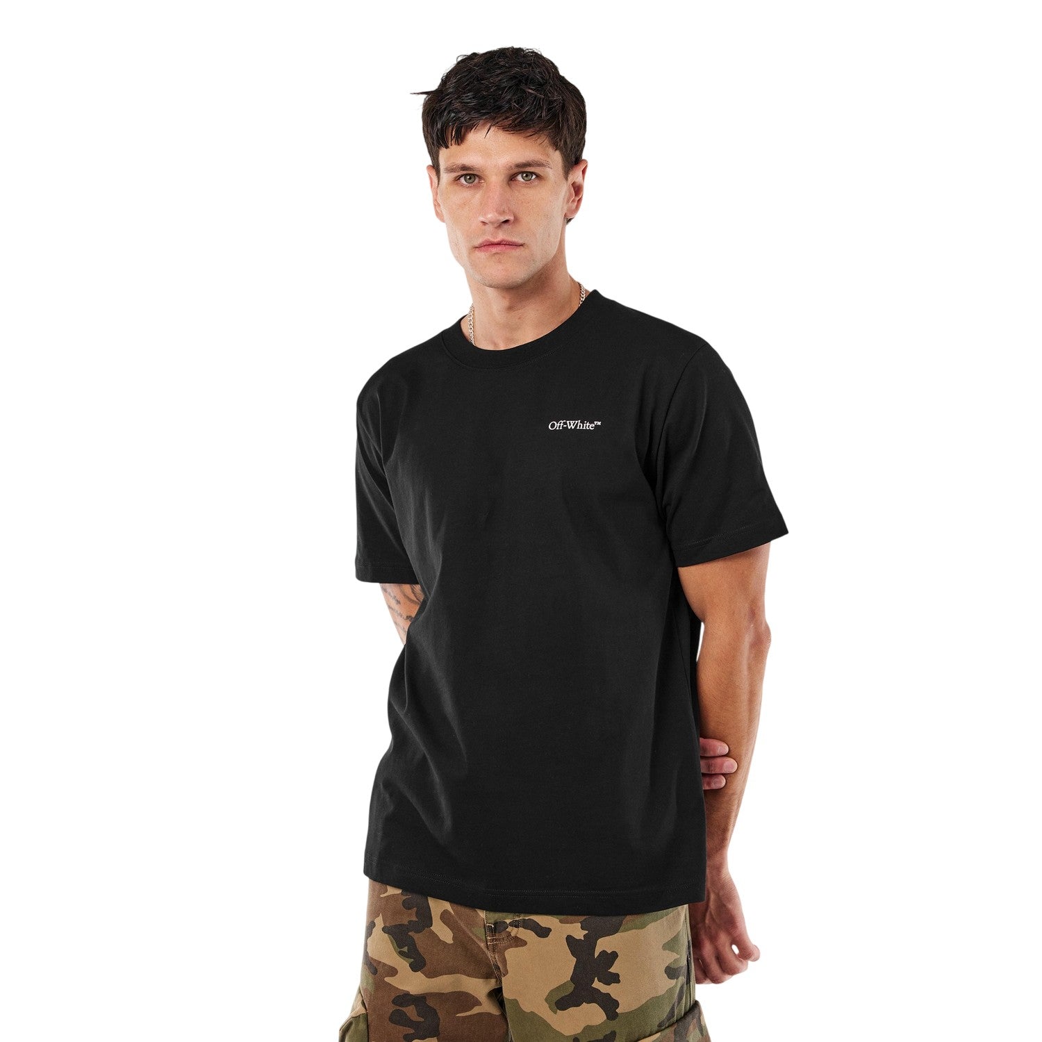 Black - Side - Off White Unisex Adult Cloud Logo T-Shirt