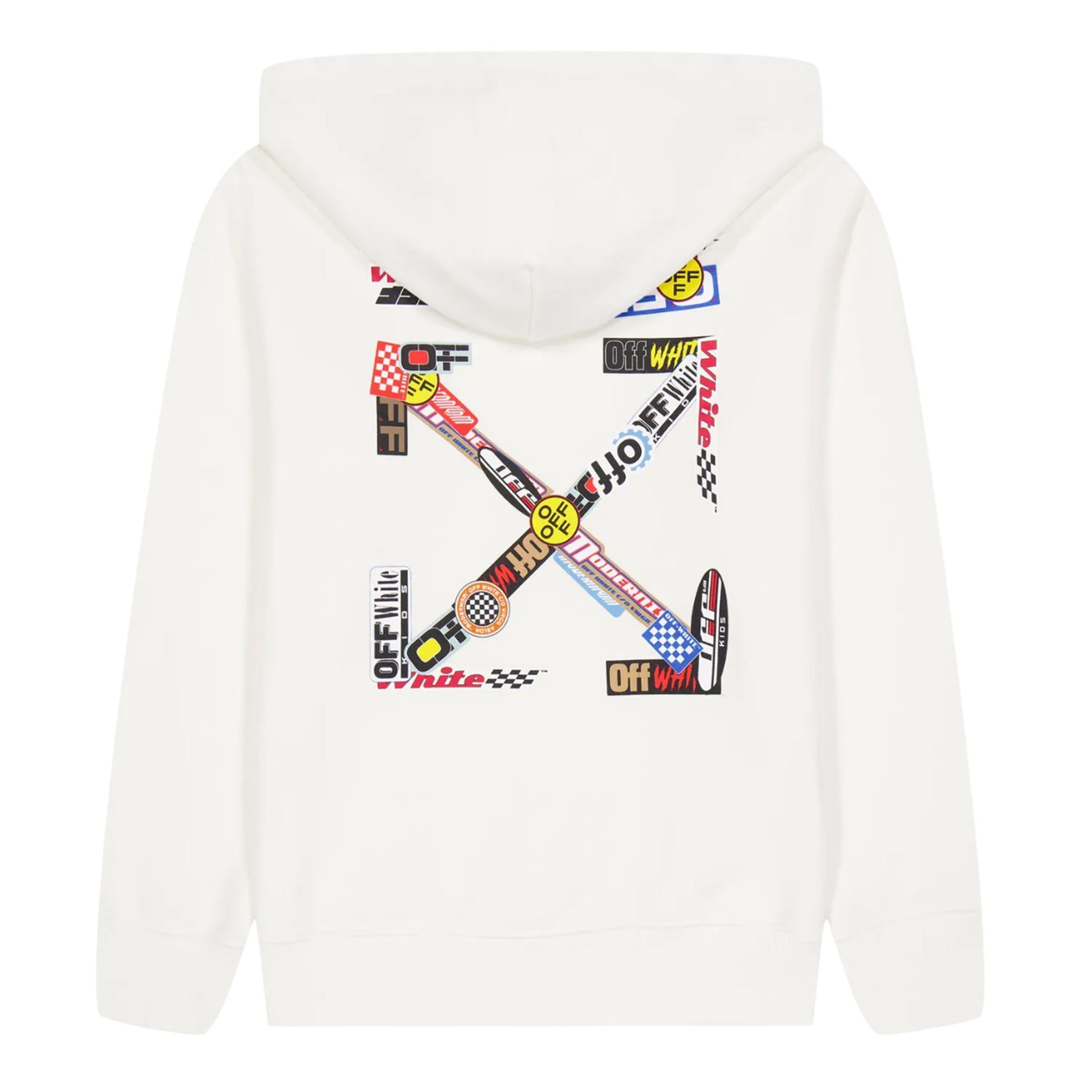 White - Back - Off White Childrens-Kids Racing Arrow Hoodie