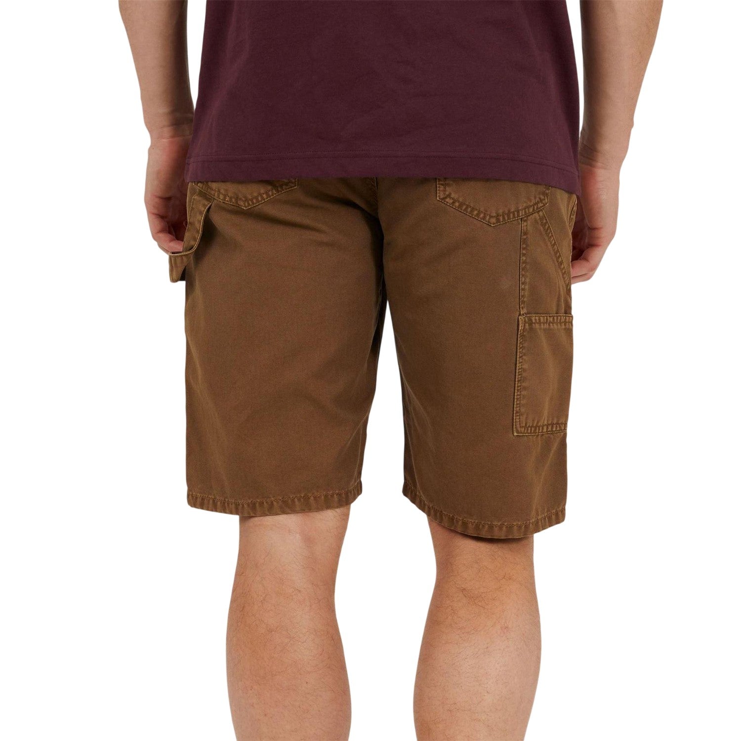Brown - Back - Brave Soul Mens Woven Carpenter Loose Fit Casual Shorts