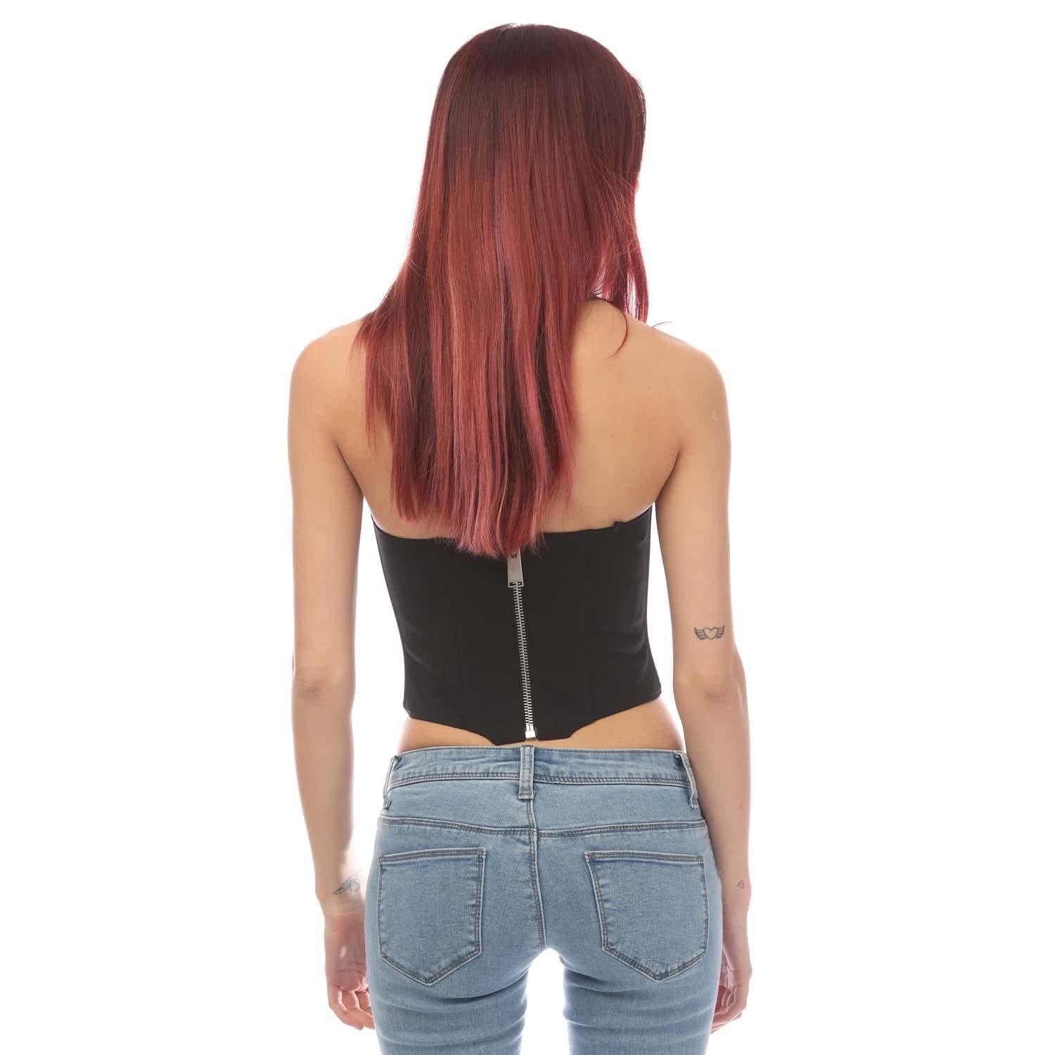 Black - Back - Heron Preston Womens-Ladies Zipped Corset Top