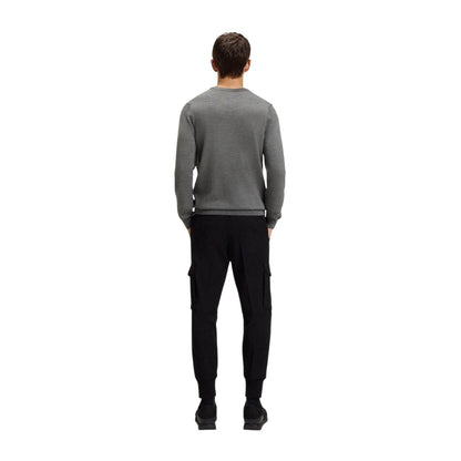 Grey - Back - Hugo Boss Mens San Cedric-M1 Crew Neck Jumper