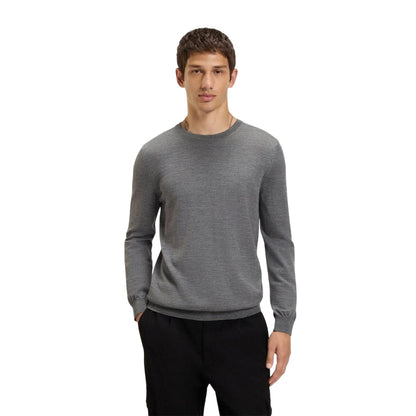 Grey - Side - Hugo Boss Mens San Cedric-M1 Crew Neck Jumper