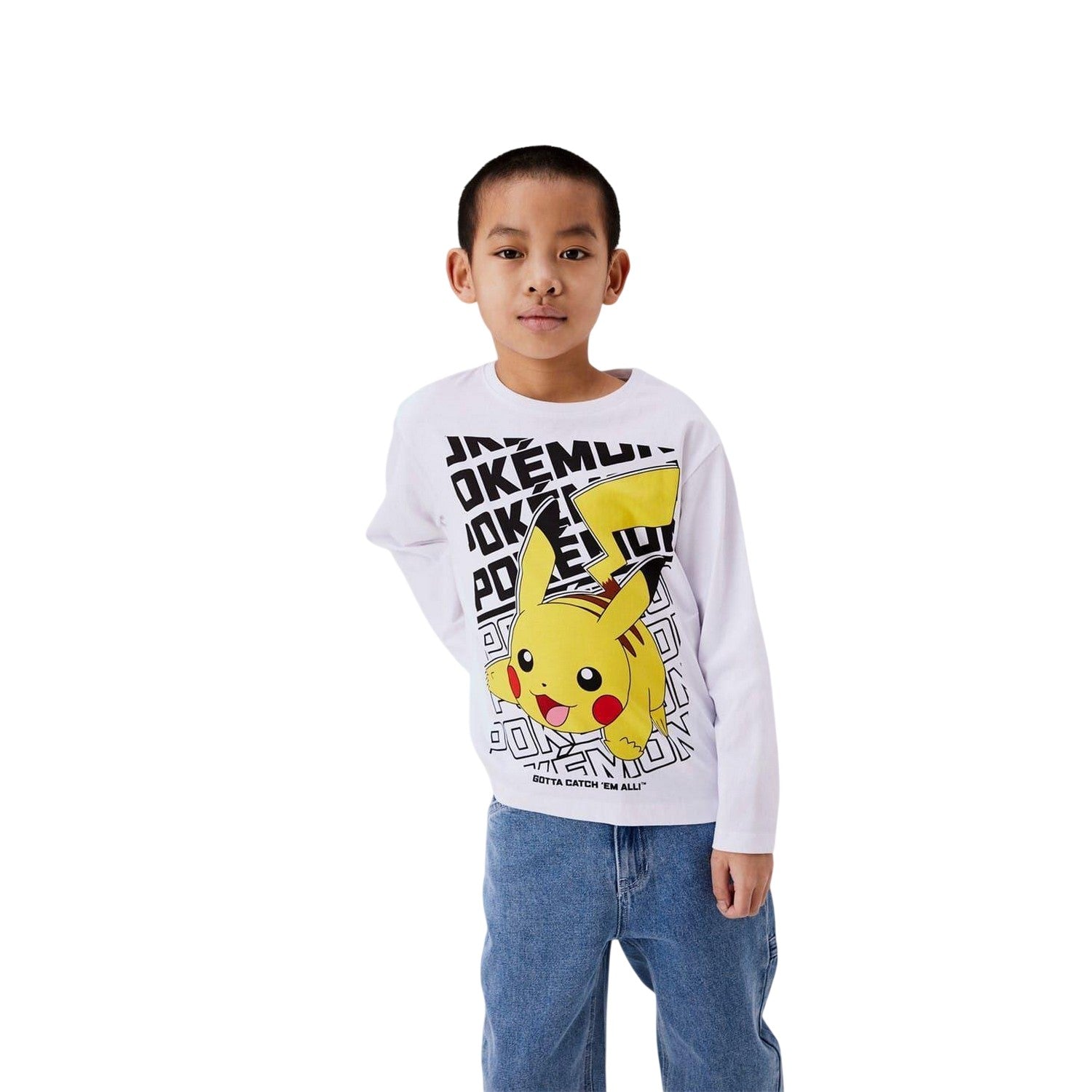 Bright White - Side - Pokemon Childrens-Kids Pikachu T-Shirt