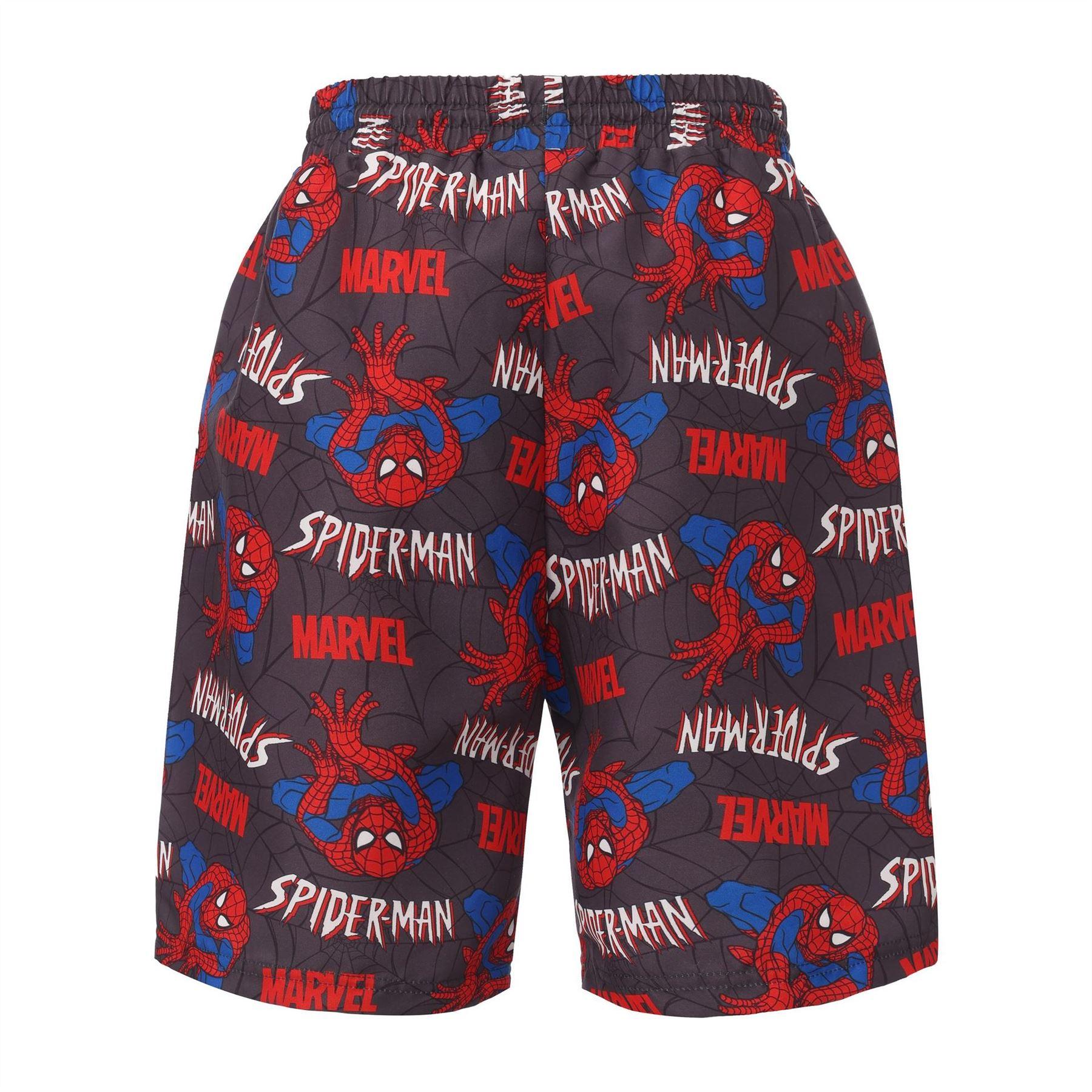 Multicoloured - Back - Spider-Man Childrens-Kids All-Over Print Swim Shorts