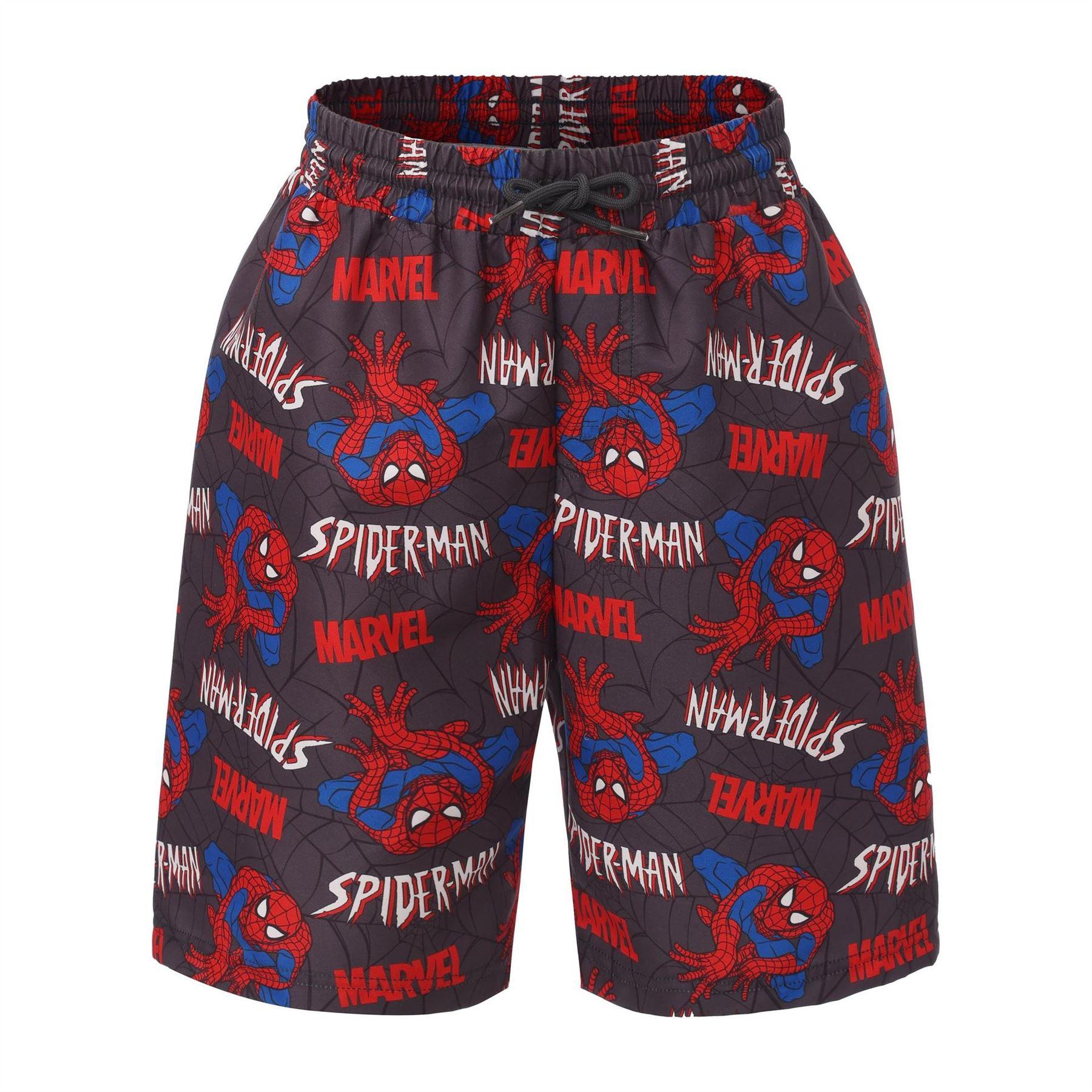 Multicoloured - Front - Spider-Man Childrens-Kids All-Over Print Swim Shorts