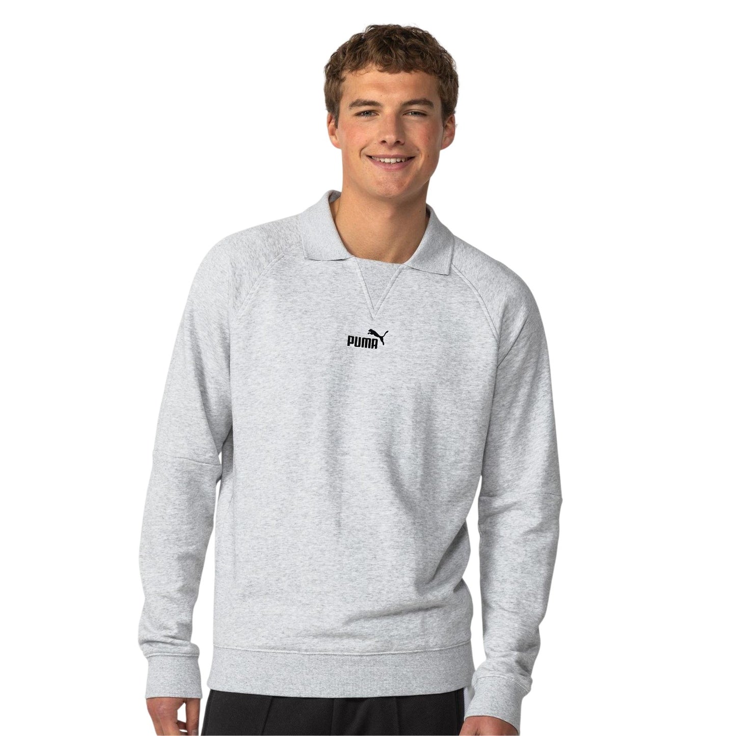 Grey Heather - Front - Puma Mens Logo Crew Neck Sweatshirt