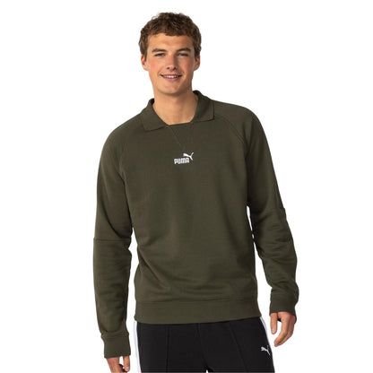 Khaki - Front - Puma Mens Logo Crew Neck Sweatshirt