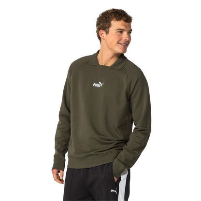 Khaki - Side - Puma Mens Logo Crew Neck Sweatshirt