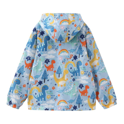 Blue - Back - Star Boys Dinosaur Polyester All-Over Print Jacket
