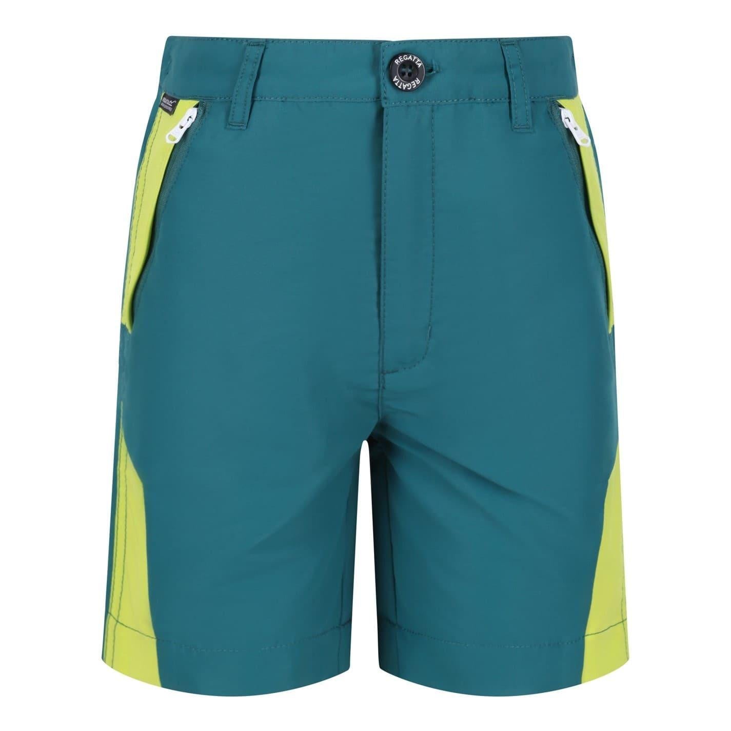 Pacific Green-Bright Kiwi - Back - Regatta Childrens-Kids Sorcer Colour Block Shorts